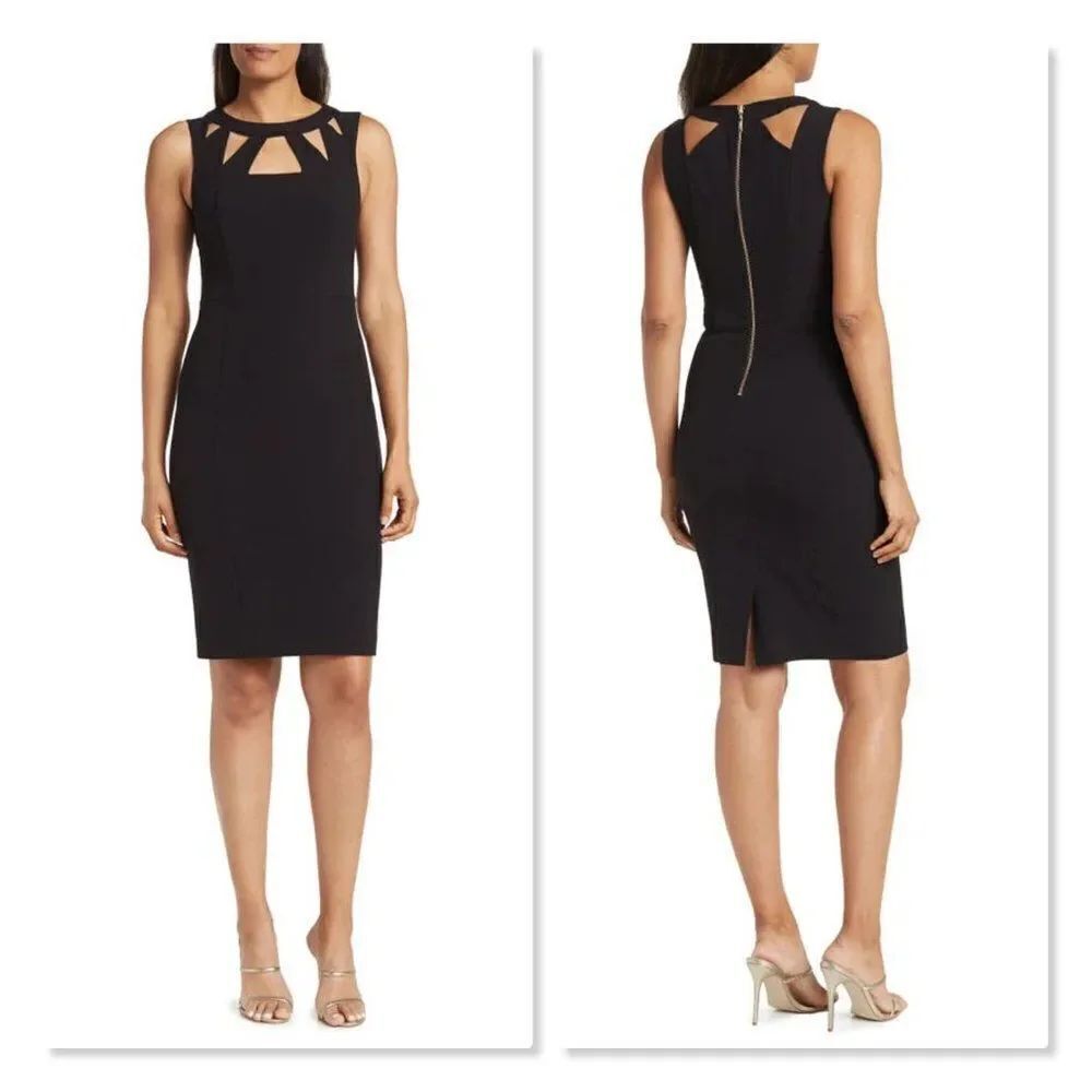 💥NEW 💥 ELIZA J | Triangle Cutout Sleeveless Shift Dress - [size 4 in Black]